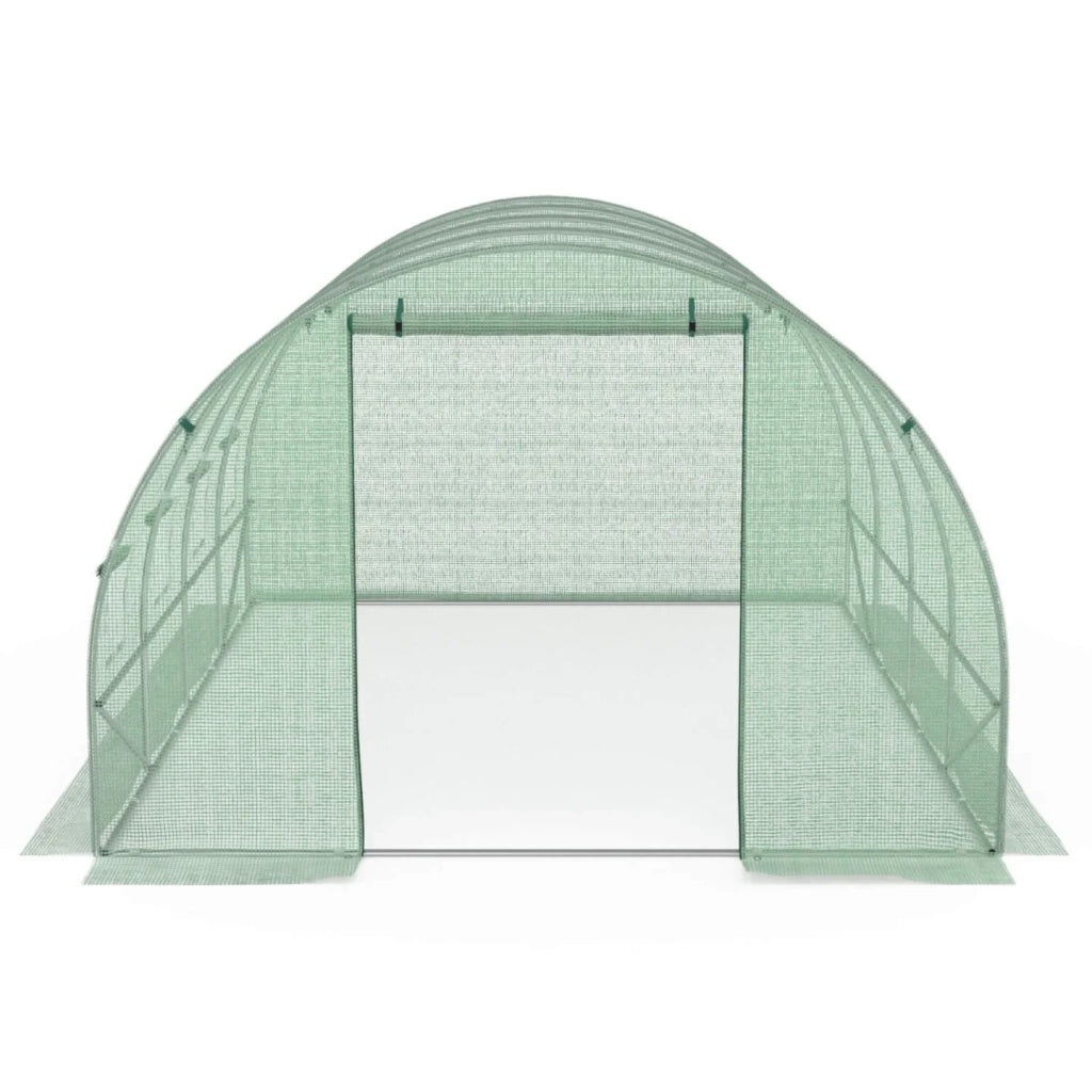 IDMarket - Serra da giardino a tunnel da 12 m², 4 x 3 x 2 m, in acciaio zincato + telo anti-UV con porta e finestre ZEBRA verde