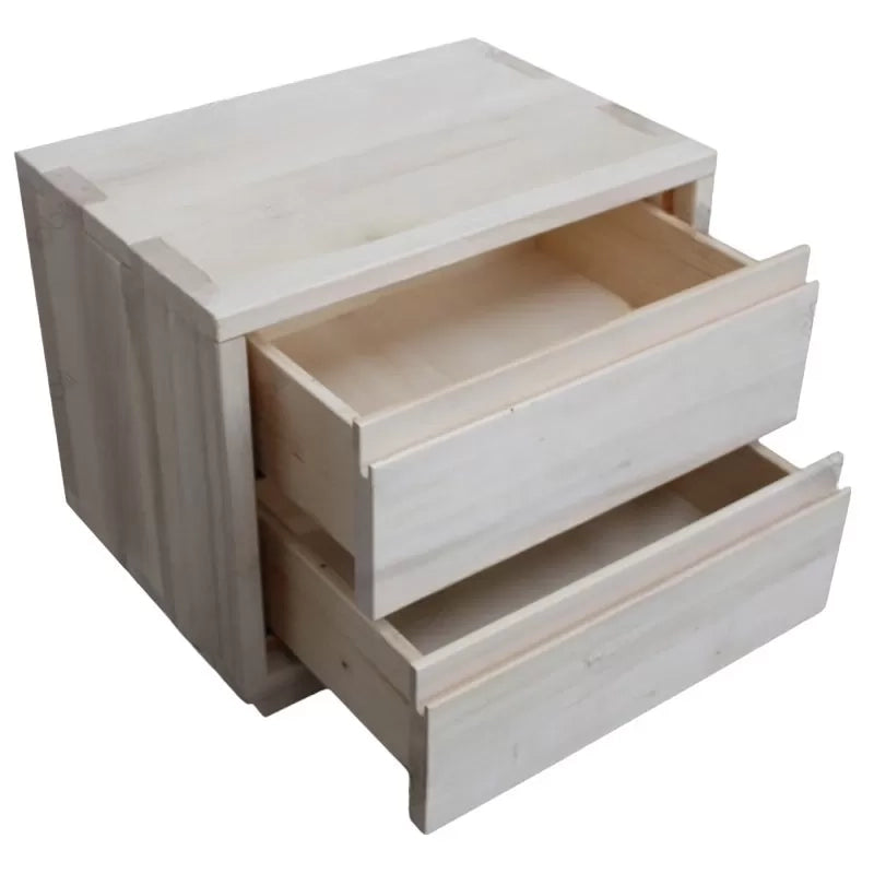 comodino 2 cassetti legno massello grezzo 55x38x46 (3214) - Mobili 2G