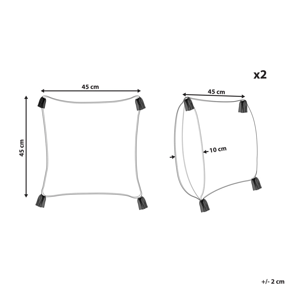 Set di 2 cuscini cotone bianco e blu scuro 45 x 45 cm stampa a blocchi soggiorno camera da letto