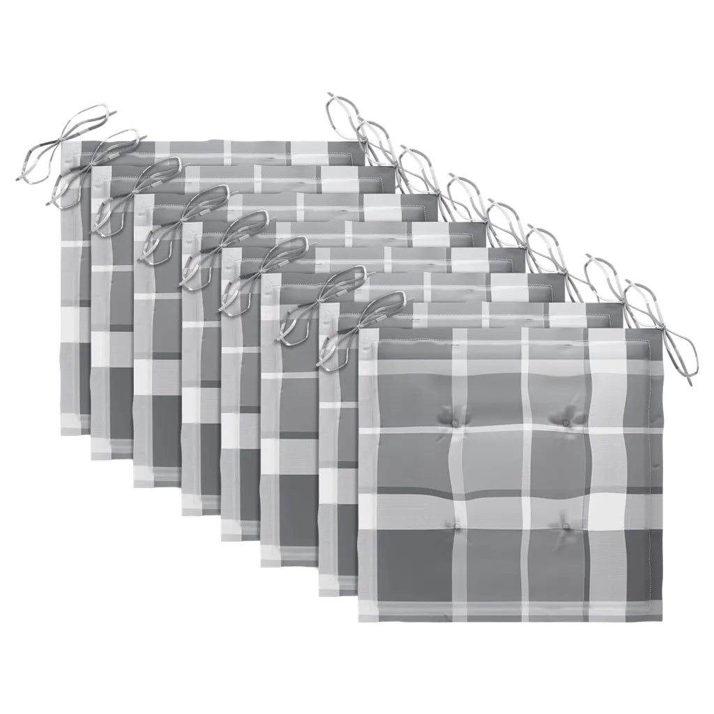 Sedie Giardino Cuscini Motivo Quadri Grigio 8pz Massello Teak 3072903