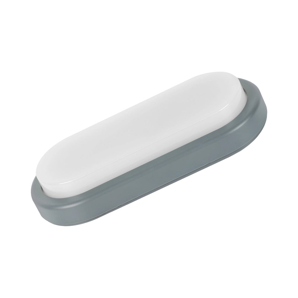 Alcapower Plafoniera LED Ovale 15W 1300lm 4000K IP54 Grigia, Luce Naturale per Interni ed Esterni, Design Resistente agli Agenti Atmosferici