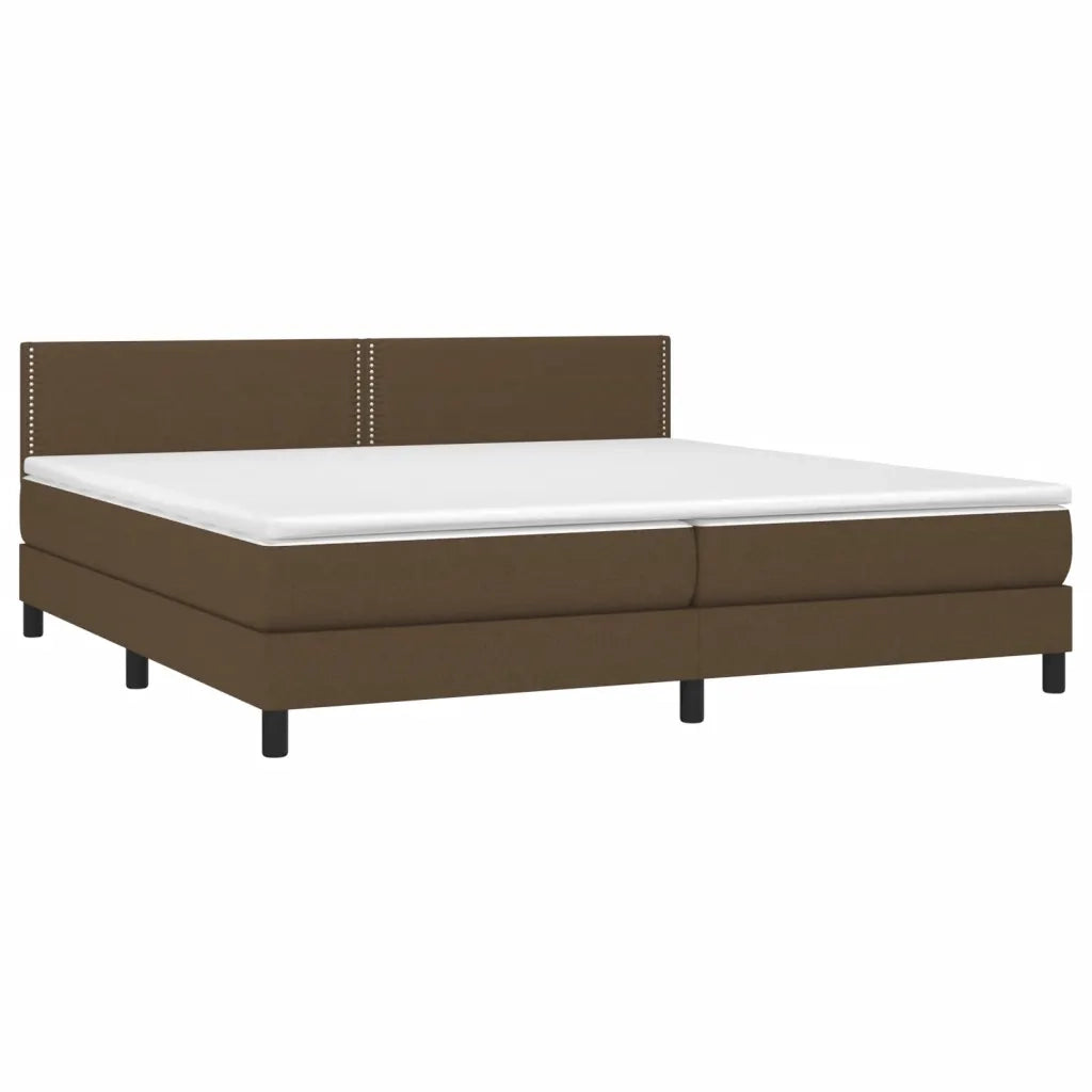 Giroletto a Molle con Materasso Marrone Scuro 200x200cm Tessuto 3140004