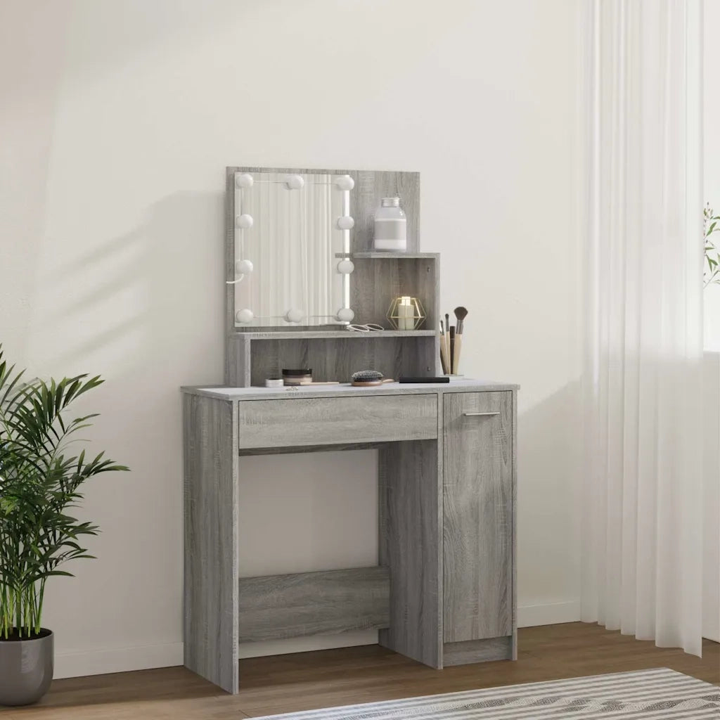 Toeletta con LED Grigio Sonoma 86,5x35x136 cm 820485