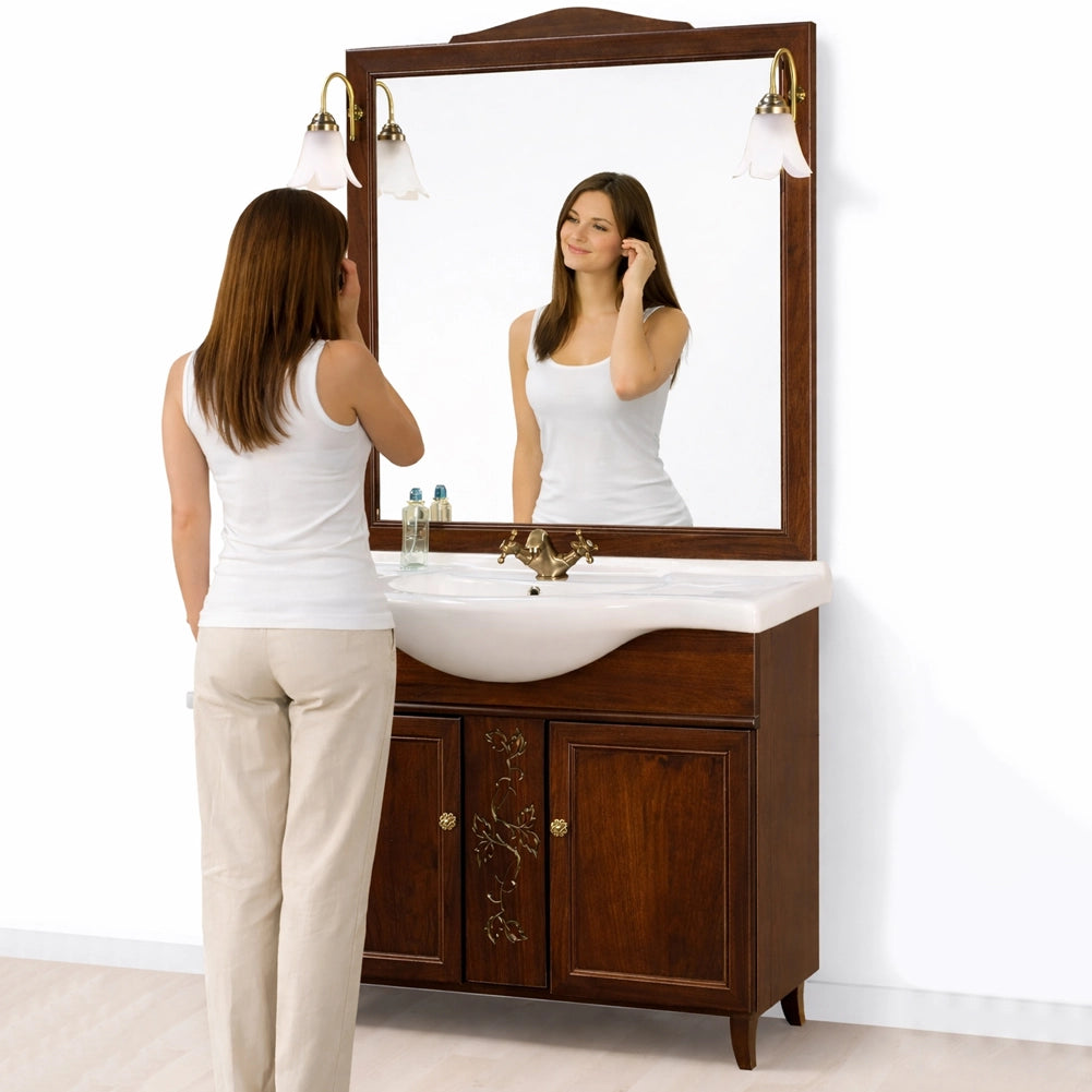 Mobile Da Bagno Noce Completo Modello Giada 2 Ante 105cm Indipendente in Legno