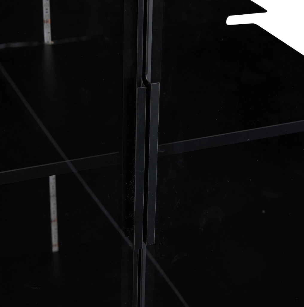 Vetrina moderna con porte in vetro e LED controllabili da app; 80 x 40 x 160 cm; nero