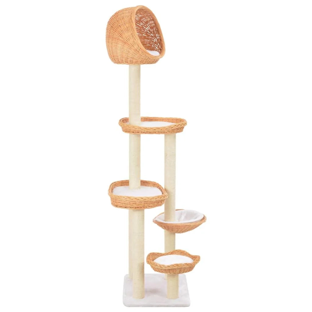 Tiragraffi albero per gatti cuccia per gatti giocattolo peluche in sisal naturale e legno di salice 3702229