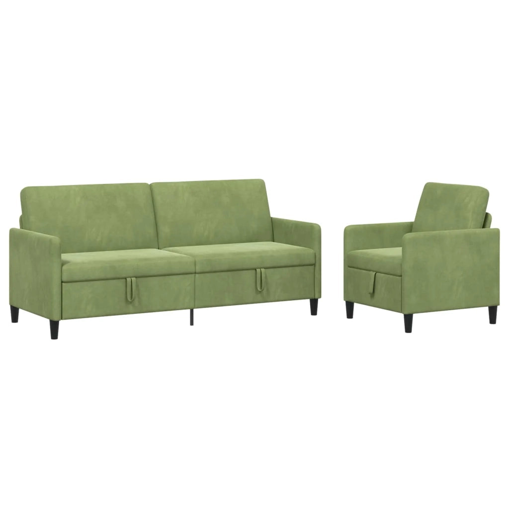 Set di Divani con Storage 2 pz Verde chiaro Poliestere 3429249