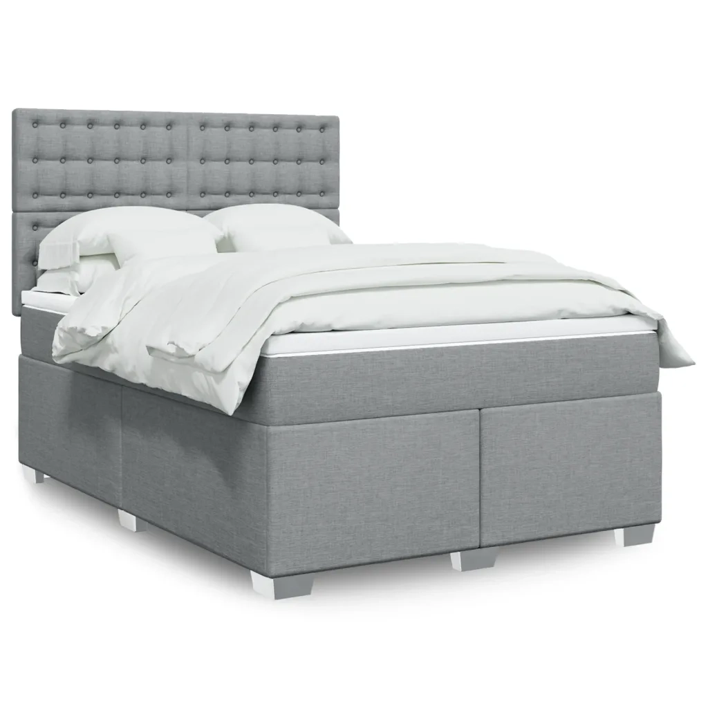 Giroletto a Molle con Materasso Grigio Chiaro 140x190cm Tessuto 3292797