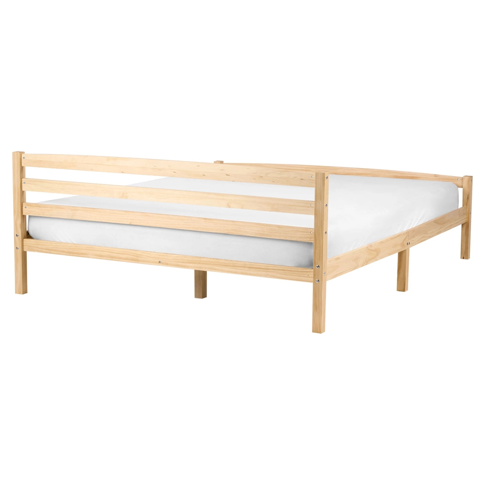 Letto matrimoniale in legno di pino chiaro 160 x 200 Testiera a doghe minimalista