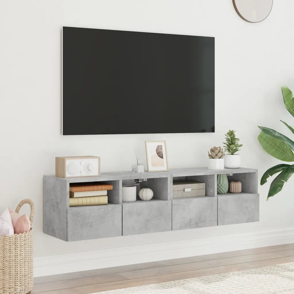 Mobili TV Muro 2pz | Armadietto TV | Mobile Porta TV Grigio Cemento 60x30x30 cm Legno Multistrato
