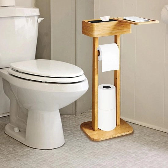 Doppio Supporto per Carta igienica - Bamboo - Multifunzionale - 1 pezzo