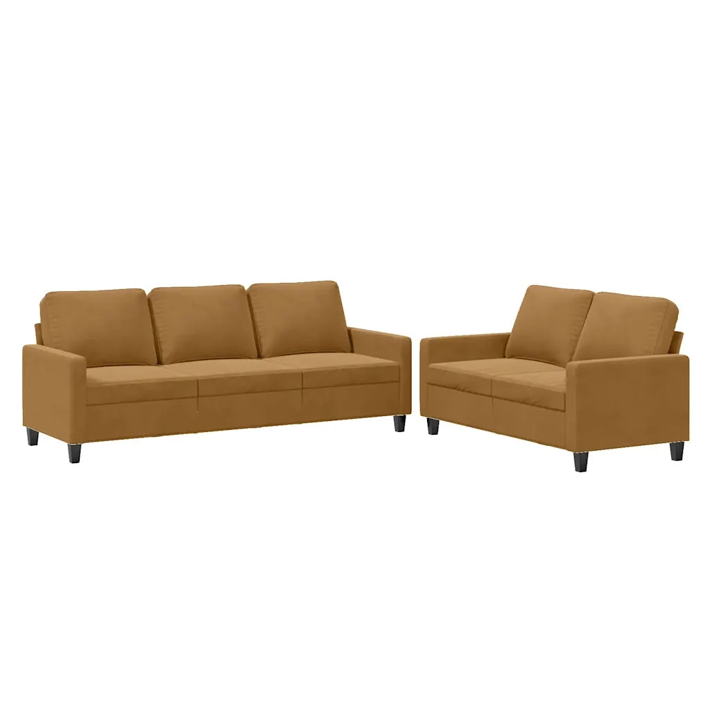 Set di Divani 2 pz con Cuscini Marrone in Vellutocod mxl 130680