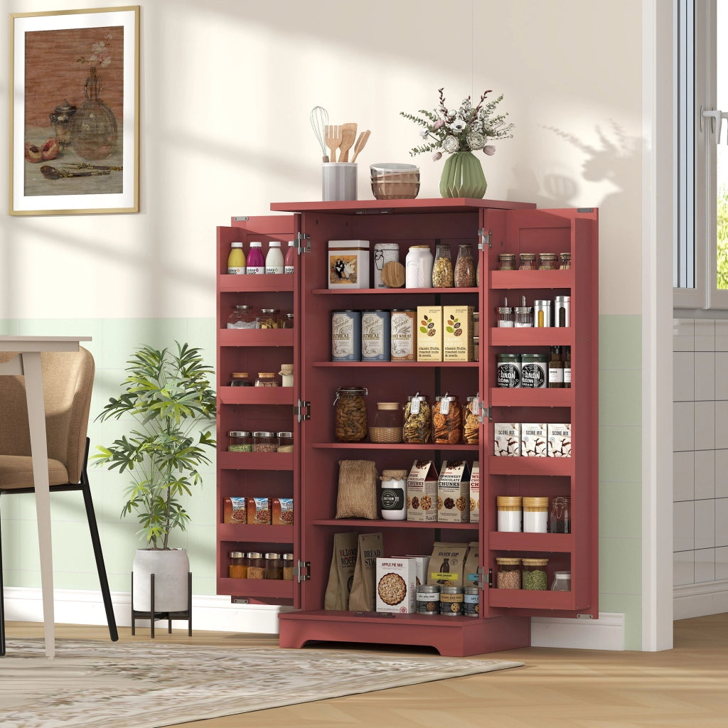 Buffet Cucina con Ante e Ripiani ¨C zephmum ¨C Legno Rosso 60x40x120 cm
