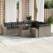 Set Divano Giardino 10 pz con Cuscini Grigio Chiaro Polyrattan