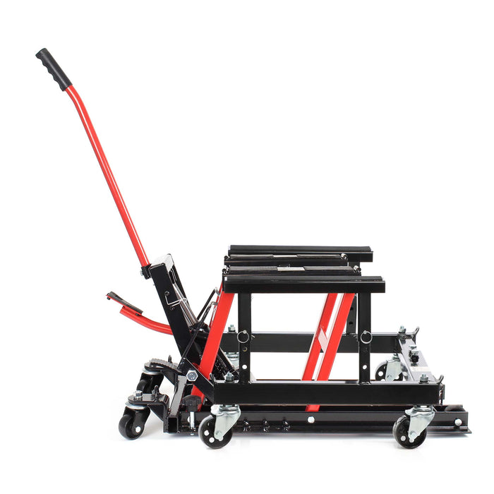 Set Ponte sollevatore per ATV, moto, quad e tosaerba + cavalletto di montaggio con ruote 680 kg, sollevamento di ATV e quad, officina