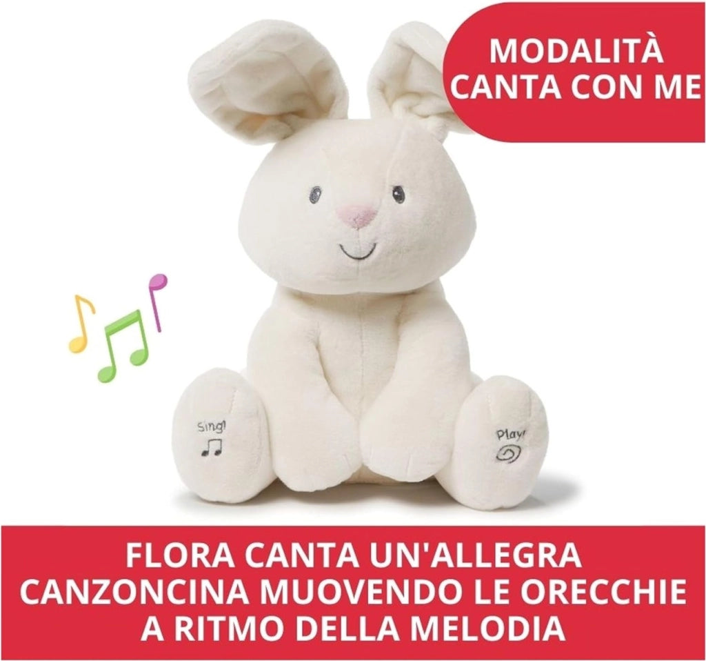 GUND Flora Coniglietto Peluche Interattivo | Canta e Parla in Italiano | Muove Le Orecchie | Peluche di 30.5 cm | Peluch