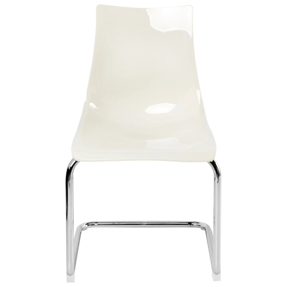 Set di 2 sedie da pranzo con seduta in plastica bianco sporco a sbalzo stile moderno