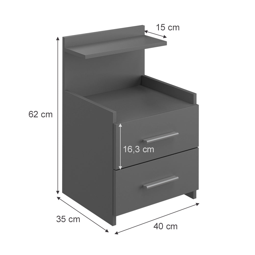 Vicco Comodini camera da letto Antracite 40 x 62 cm