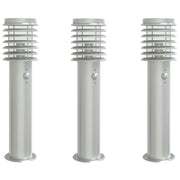 Lampade da terra per esterni con sensori 3 pezzi acciaio inox argento 02_0042568