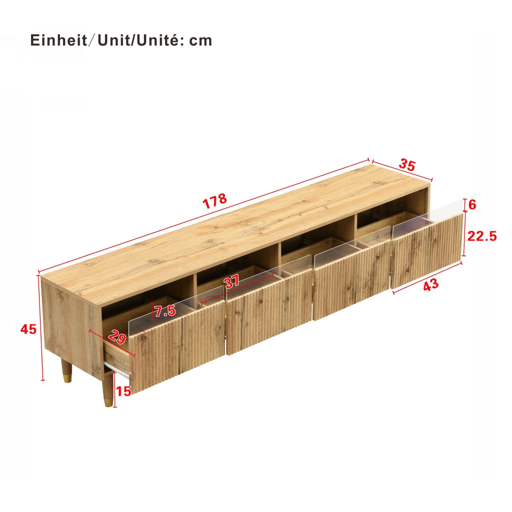 OKWISH Set di 2 Mobili da Soggiorno con Mobile TV e Tavolino con LED, 4 Ante e 2 Cassetti, MDF Legno