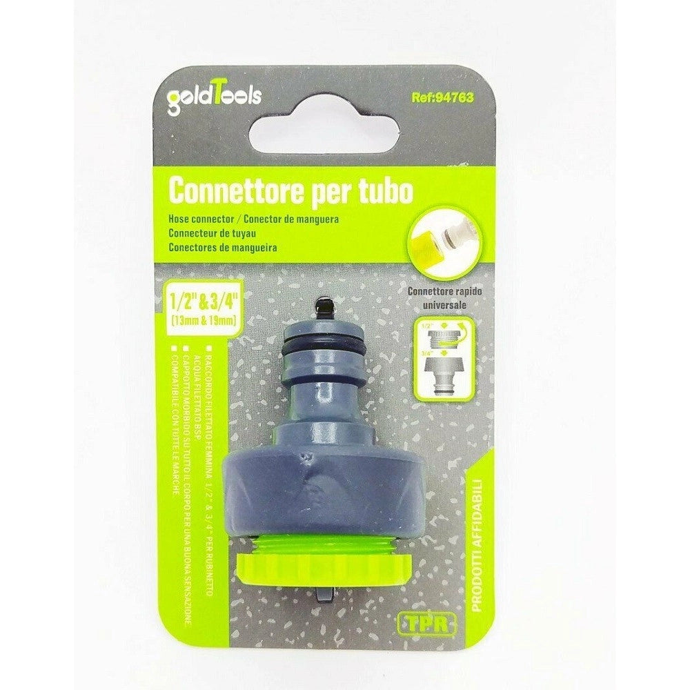 Trade Shop - Connettore Rapido Universale Con Filetto Femmina Da 1/2" E 3/4" Per Tubo 94763 -