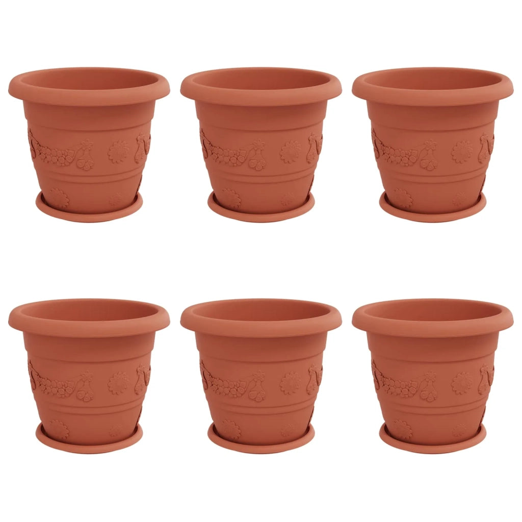 Vasi per Piante 6 pcs Rosso Mattone Ø 34 x 28 cm Plastica 3403273