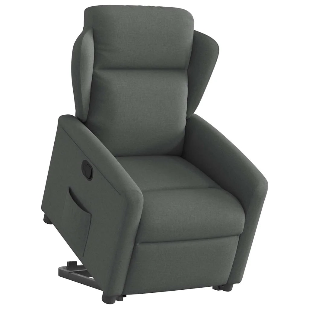 Poltrona Alzapersona Reclinabile Grigio Scuro in Tessuto 3303135