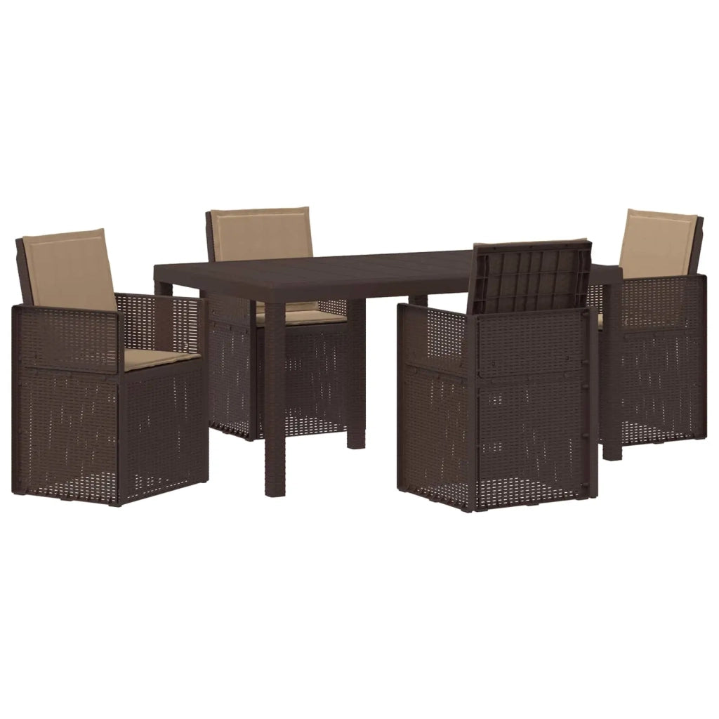 Set da Pranzo per Giardino 5 pcs Marrone e Tortora PP