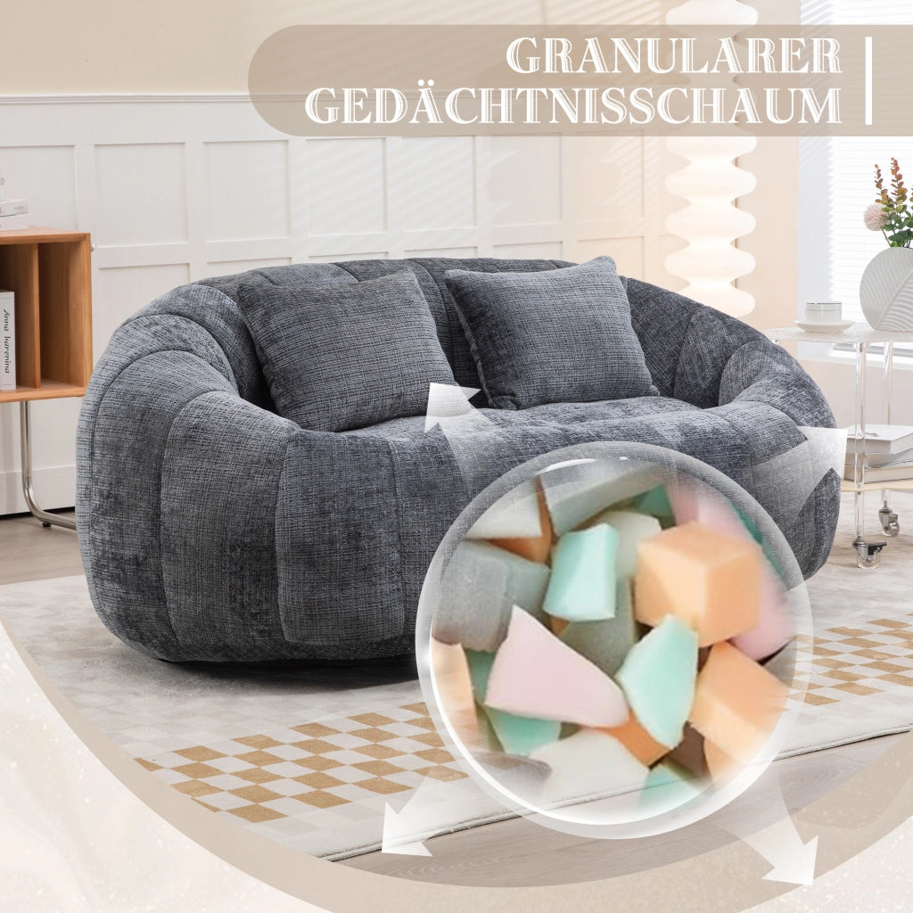 OKWISH Poltrona Pouf con Schienale Alto e Braccioli, Seduta da Pavimento per Gioco e Relax, Ciniglia, Grigio