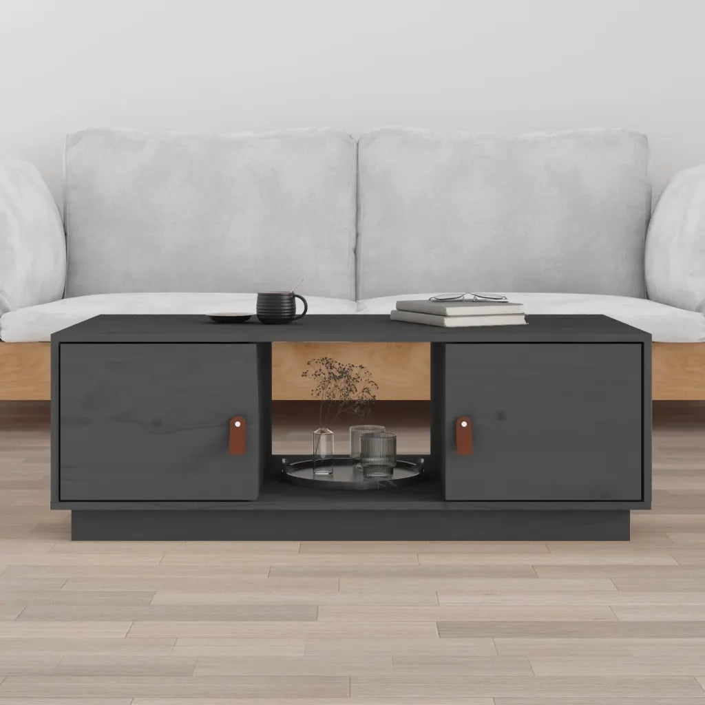 Tavolino da Salotto Grigio 100x50x35 cm Legno Massello di Pino 818267