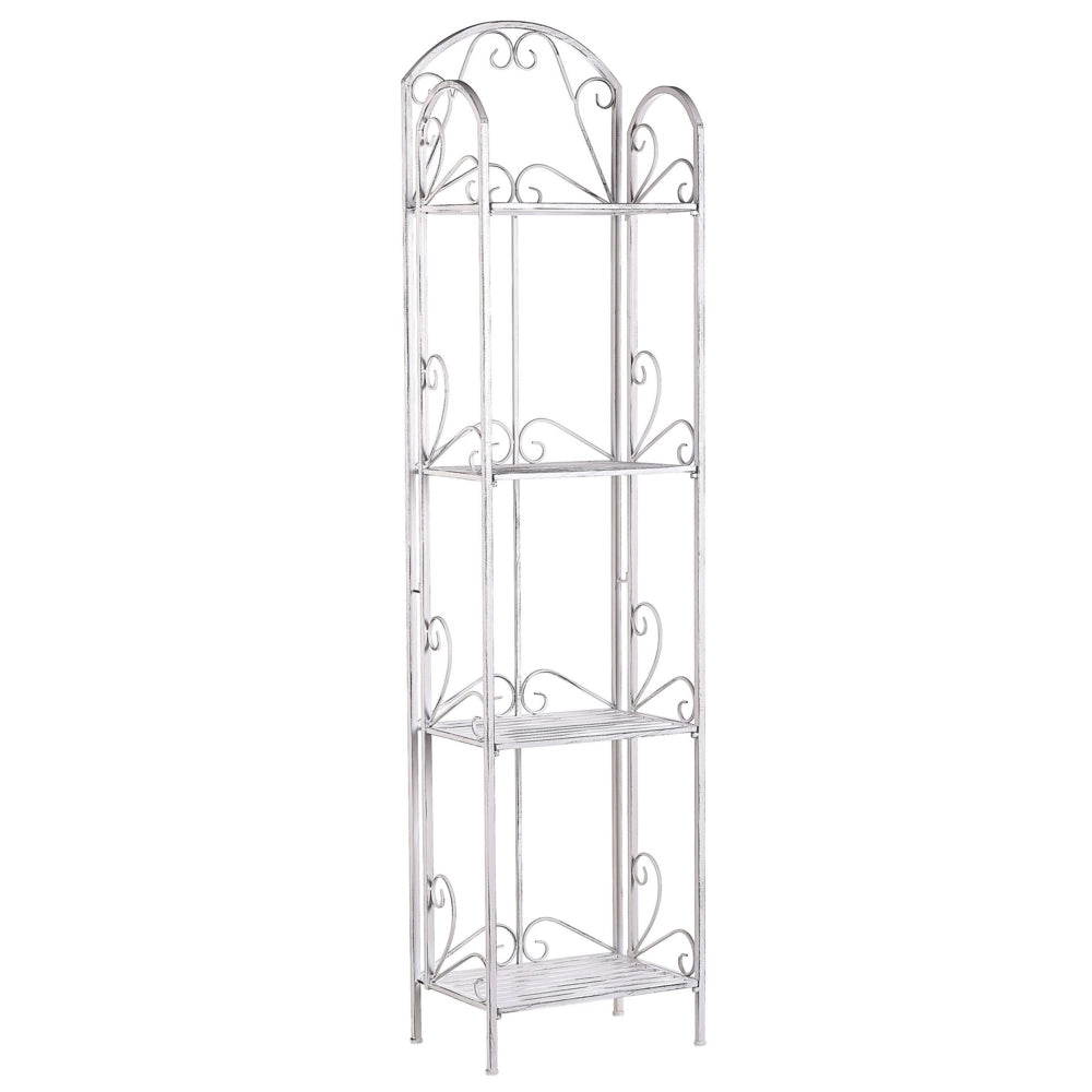 Scaffale Stile Vintage per Bagno Struttura in Metallo Bianco con 4 Ripiani