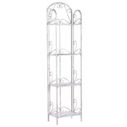 Scaffale Stile Vintage per Bagno Struttura in Metallo Bianco con 4 Ripiani