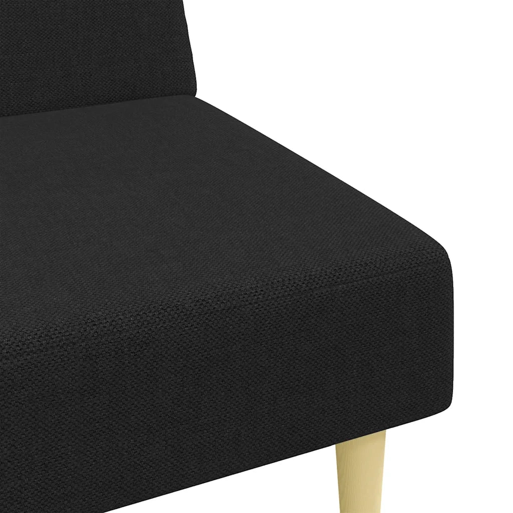 Divano Letto a 2 Posti con Poggiapiedi-Sofa Letto 2 Posti-Daybed Nero in Tessuto 246203