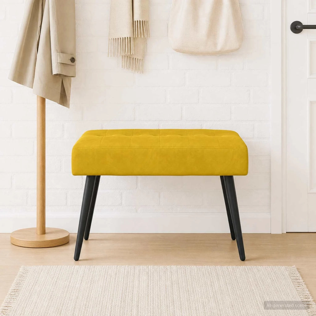 Panchina con bottoni imbottiti Giallo 60 x 40 x 45 cm Velluto 42038508