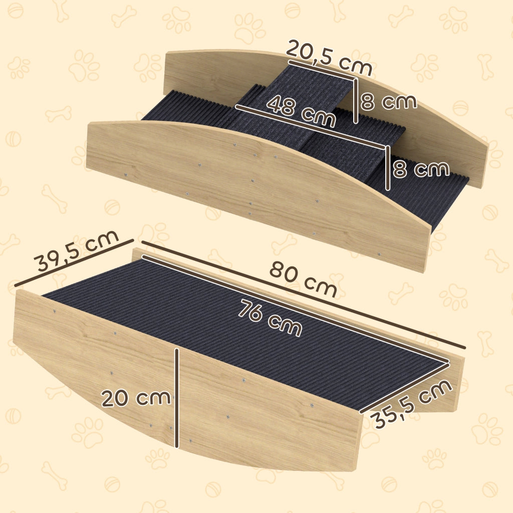Scala per Cani Agility 3 Marche Legno Naturale ¨C zephmum ¨C 80x39.5x20cm