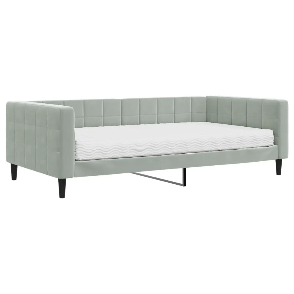 Divano letto | Sof¨¤ letto | Letto singolo con Materasso Grigio Chiaro 100x200 cm in Velluto