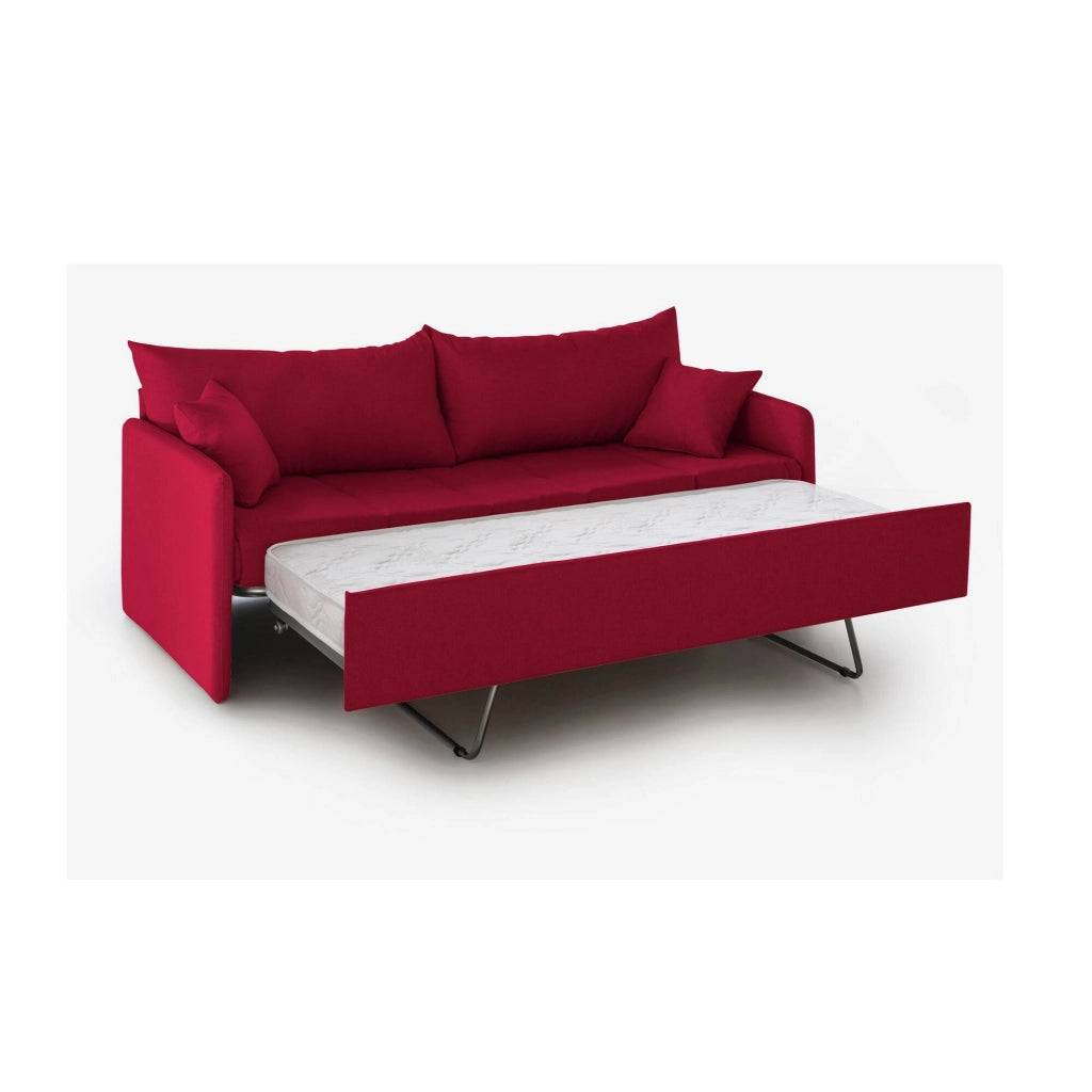 Avellana, Divano Letto 3 Posti Sfoderabile Made in Italy, 205x86 cm Rosso