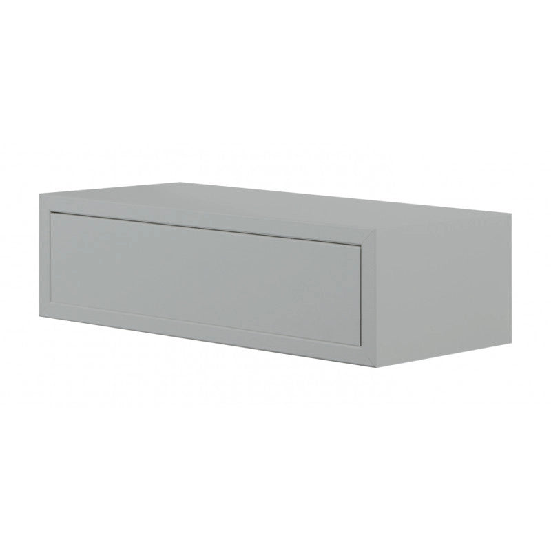 Mensola da Muro Lego con Cassetto, Comodino Sospeso, Mensola da Parete, 45x13.4 p20 cm, Grigio - Made in Italy