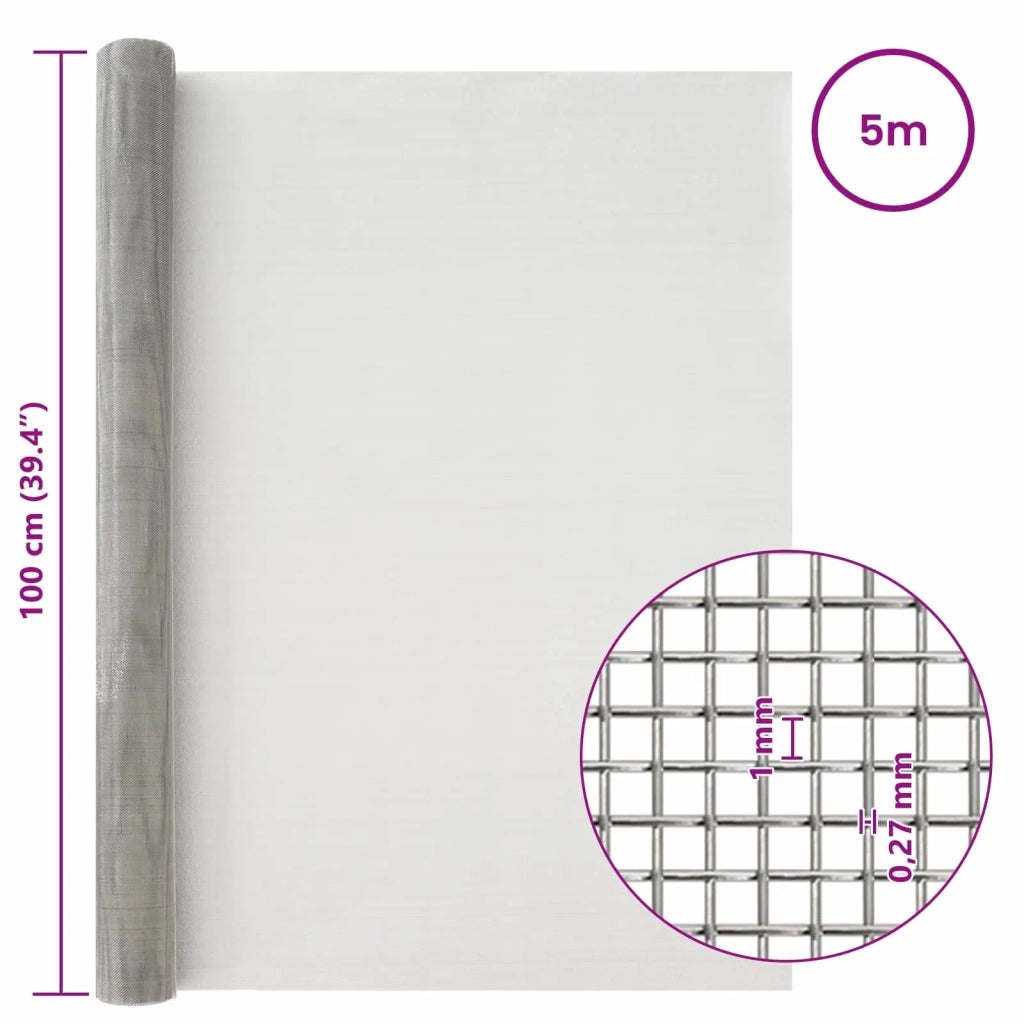 Rete per schermatura 100 x 500 cm 20 Mesh Argento 42039539