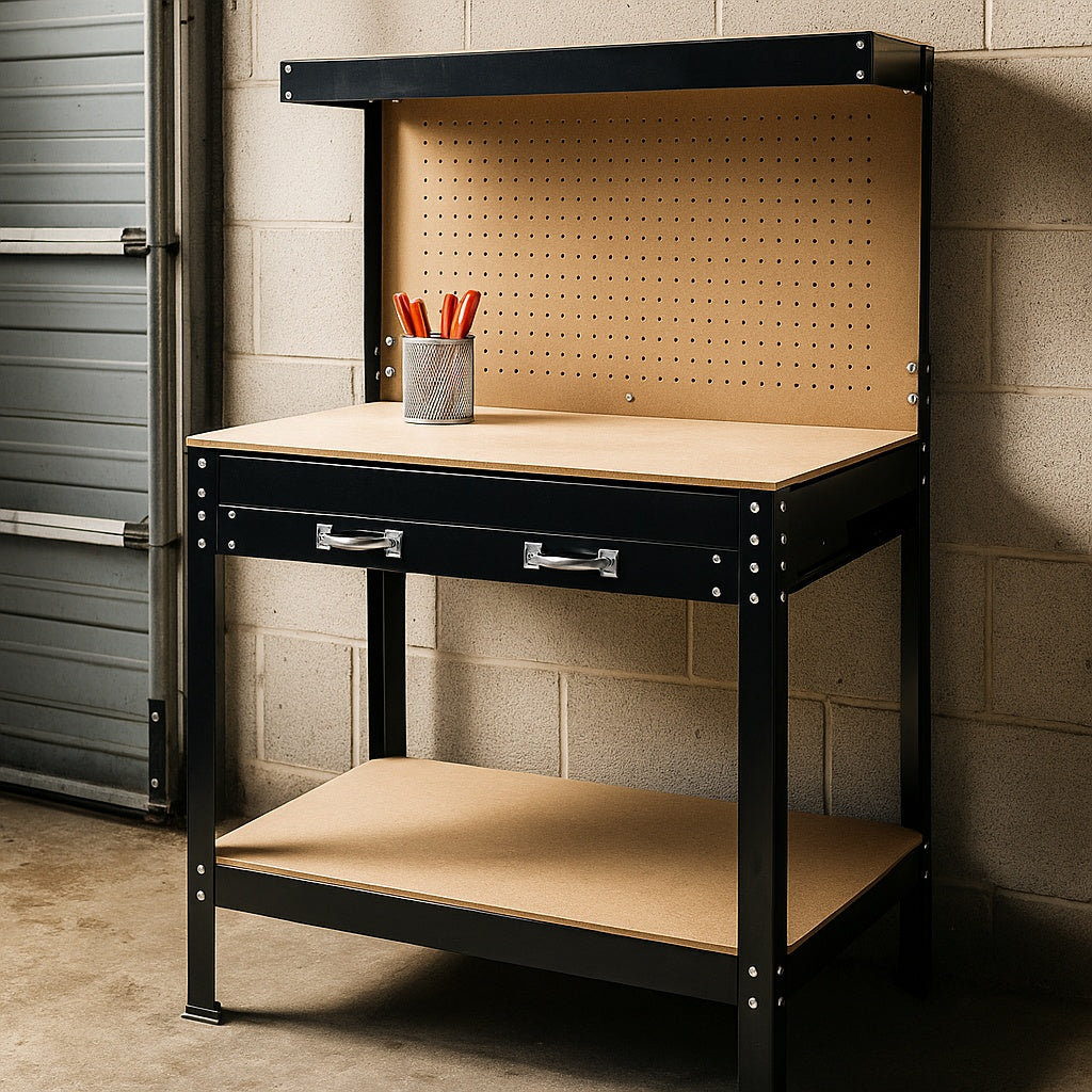 Banco da lavoro 1200 x 600 x 1600 mm Tavolo da officina con parete forata