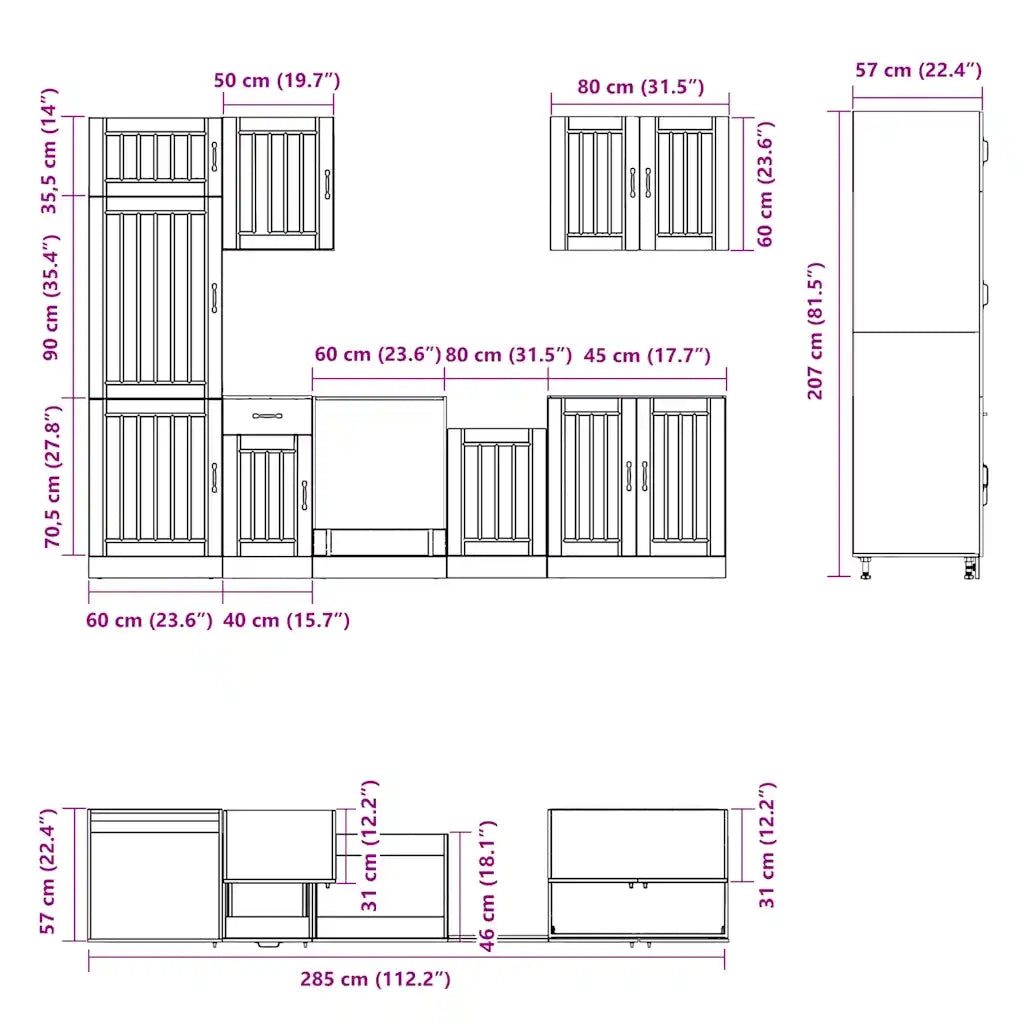 Set Mobili da Cucina 7 pz Lucca Rovere Sonoma in Truciolato 3314774