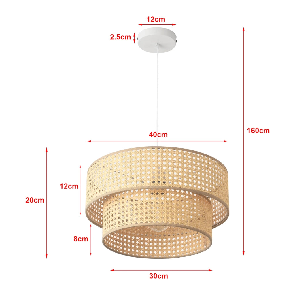 Lampada da terra a sospensione E27 diametro 40 cm effetto rattan bianco 03_0010729