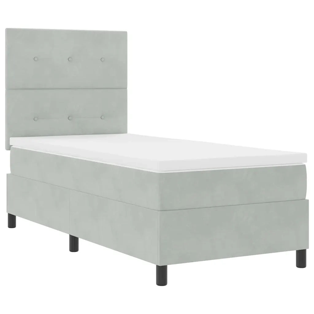 Letto a molle con materasso Grigio chiaro 90 x 190 cm Velluto 3339800