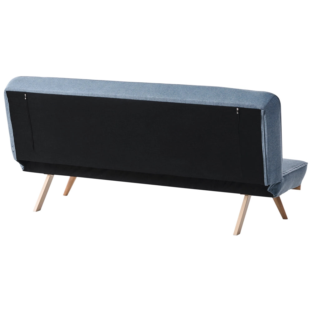 Divano letto Blu Rivestimento in tessuto Gambe in metallo 2 posti Seduta con schienale imbottito Design moderno Senza braccioli