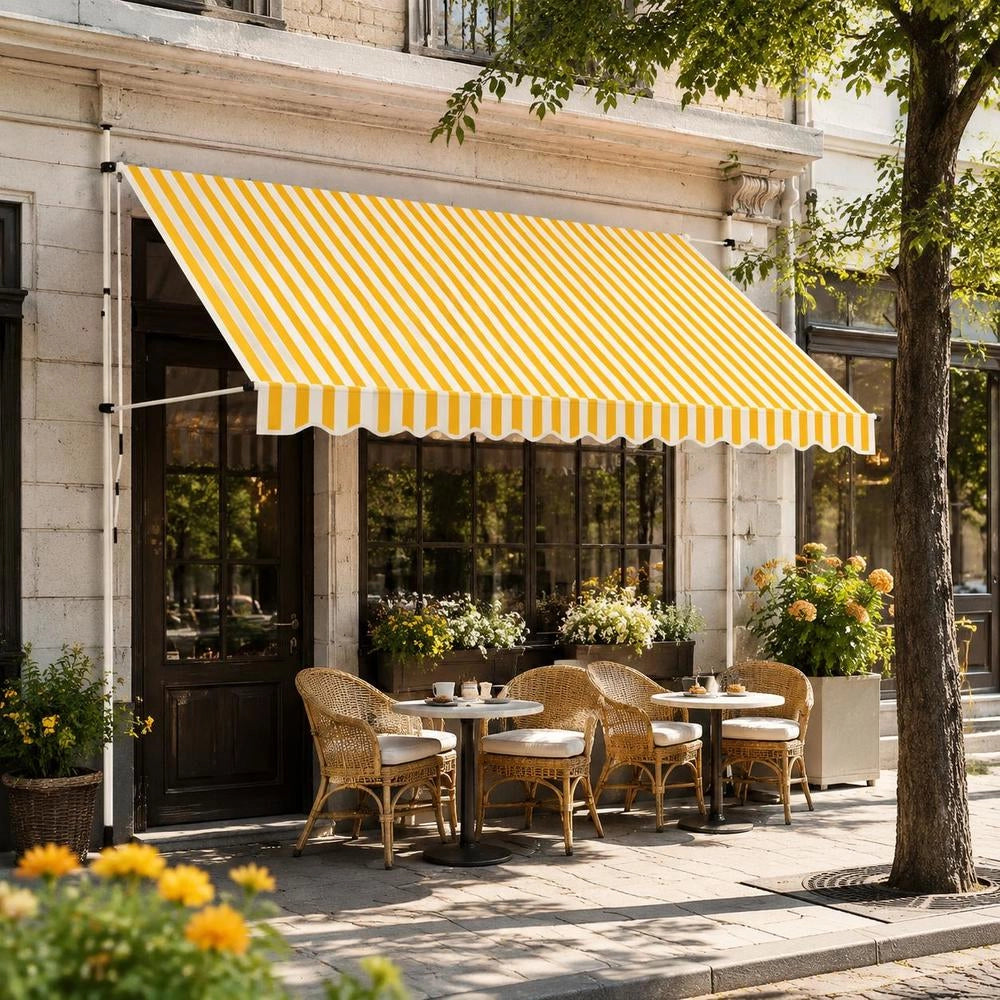 Retractable Awning, Manually Operated, 350 Cm, Orange/white Striped