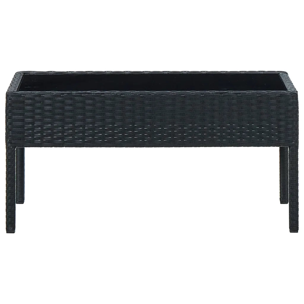 Tavolo da Giardino Nero 75x40x37 cm in Polyrattan 45904