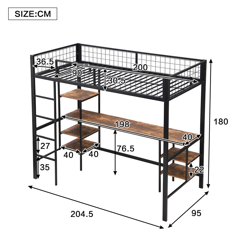 LETTO a castello 90x200 cm in metallo e legno nero