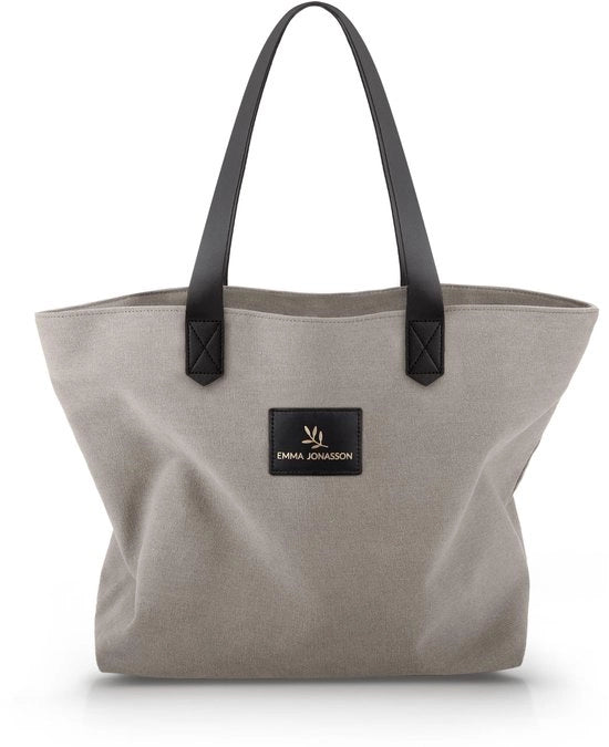 Borsa da spalla per donne - Borsa pieghevole con cerniera e tasca interna - Borsa estetica, borsa di stoffa, grande borsa a mano, borsa in canapa (grigia, media)