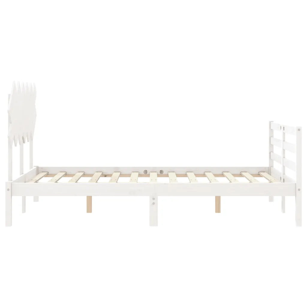 Giroletto con Testiera-Struttura Letto con testiera Bianco 120x200 cm in Legno Massello 245339