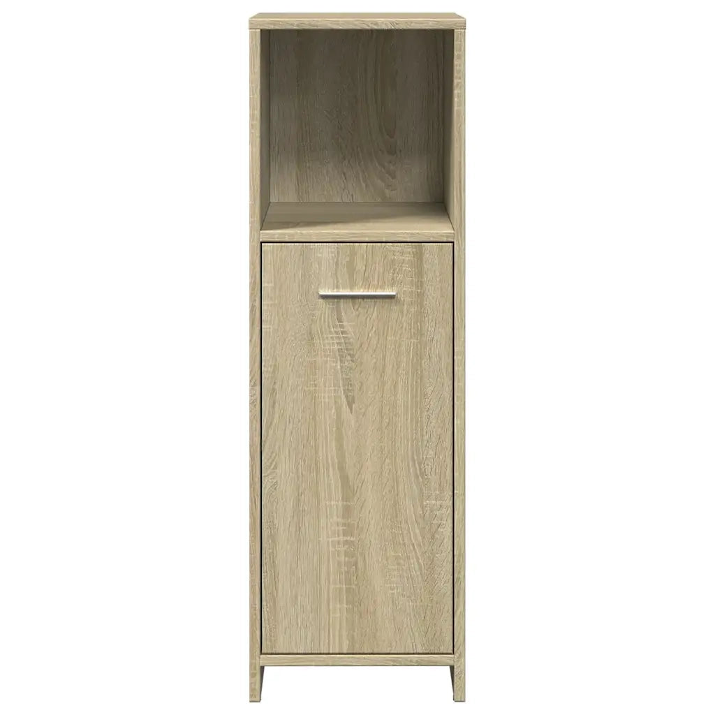 Mobiletto contenitore per bagno 30 x 30 x 95 cm design moderno ottimizzato per lo spazio realizzato in legno ingegnerizzato di rovere Sonoma 02_0049681